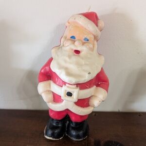 1950s Gurley Santa Claus Candle Unused Stained Vintage Mid Century Holiday Decor